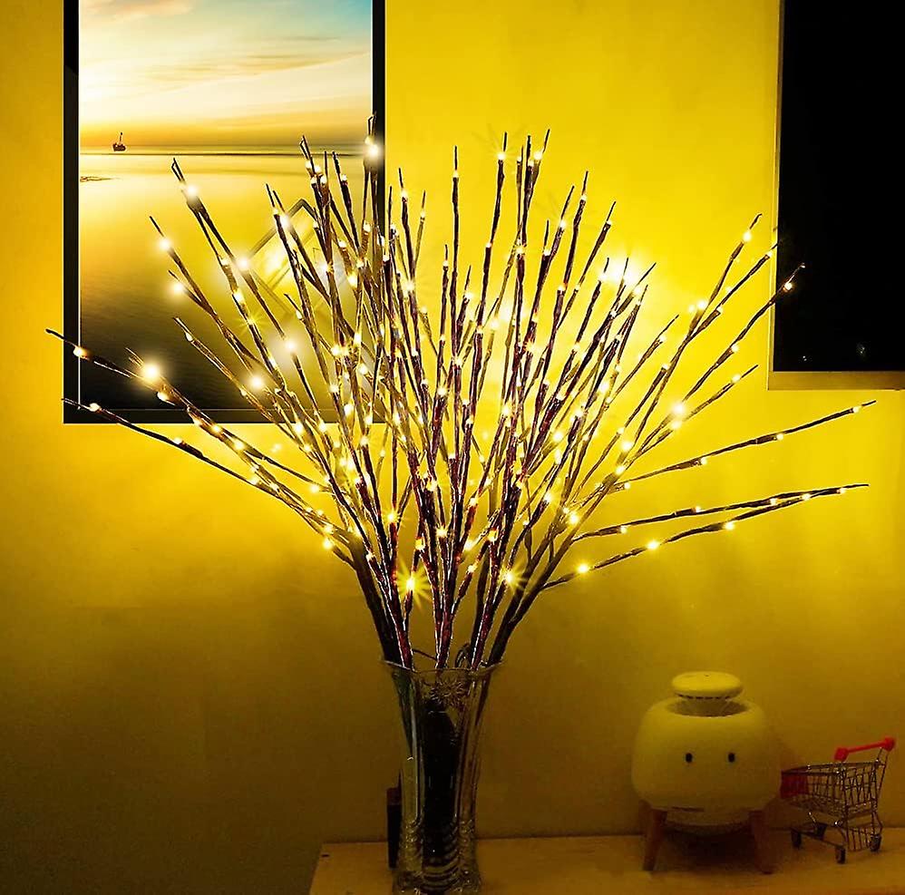 2 Pack LED Branch Lights - Battery Operated Willow Tree Twig Lights - Warm White（4 Pack）