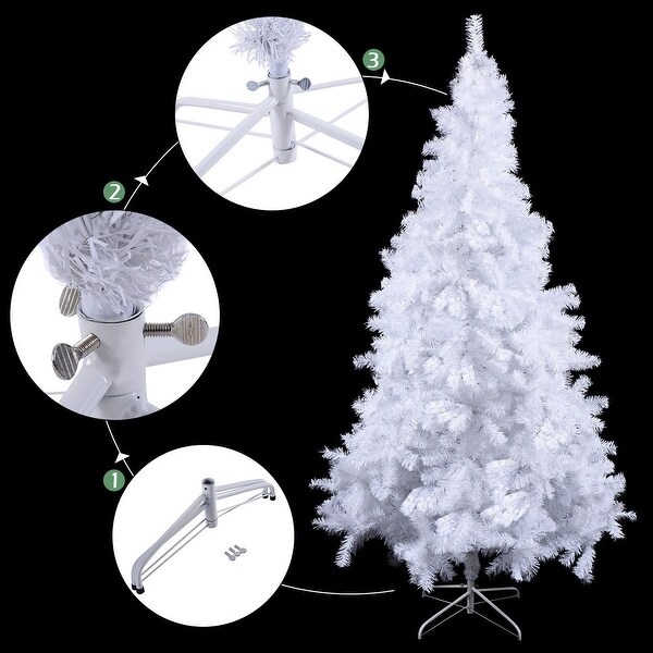 Costway 5Ft/6Ft/7Ft/8Ft Artificial PVC Christmas Tree W/Stand Holiday