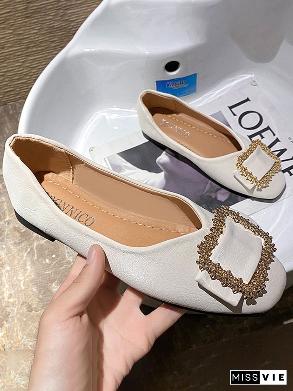 Women Plain All Season Urban Non-Slip Commuting Flat Heel Round Toe Plus Size Shallow Shoes Flats