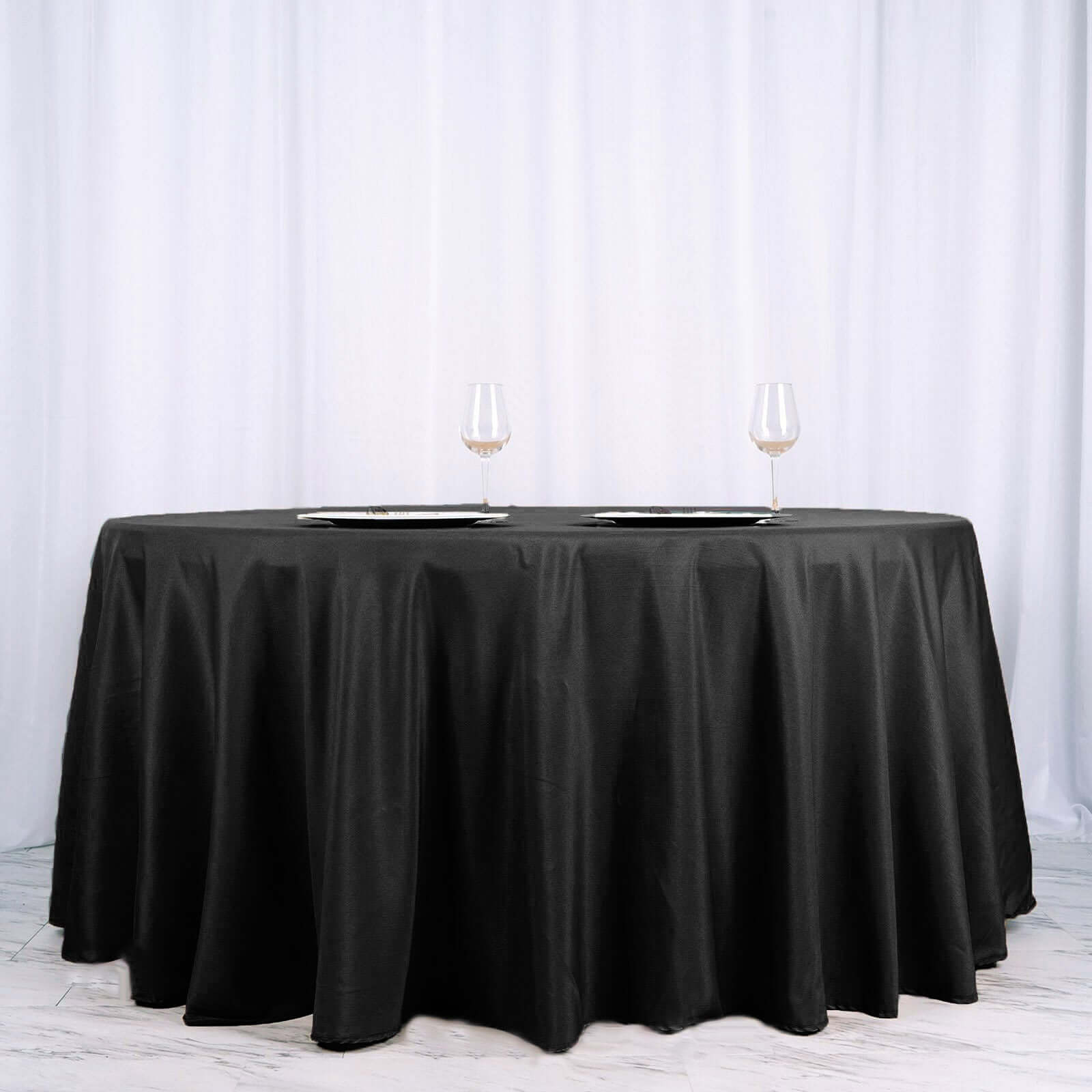 Black Seamless Polyester Round Tablecloth 120