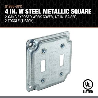 Southwire 4 in. Steel Metallic Square Cover 12 in Raised 2-Toggle (1-Pack) G1936-UPC