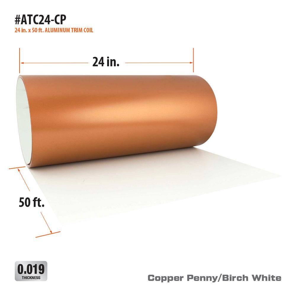 Gibraltar Building Products 24 in. x 50 ft. Copper Penny Over Birch White Aluminum Trim Coil ATC24-CP