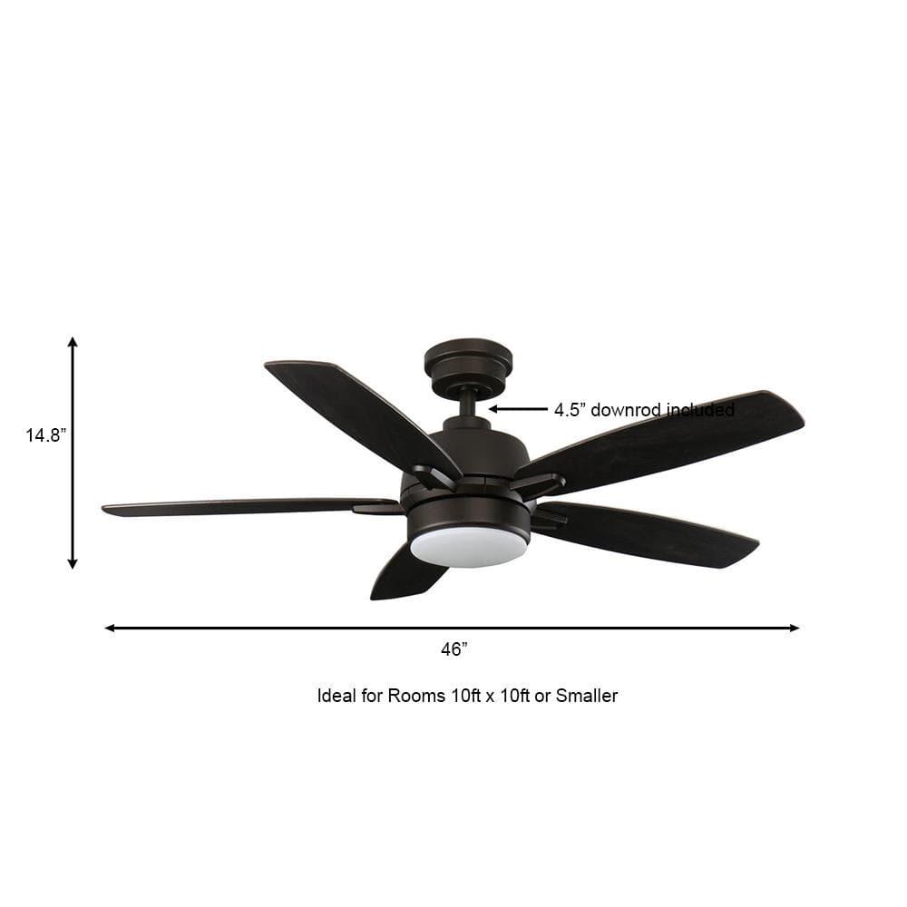 Home Decorators Collection Fawndale 46 in Indoor Integrated LED Bronze Ceiling Fan with Light Kit 5 Reversible Blades and Remote Control