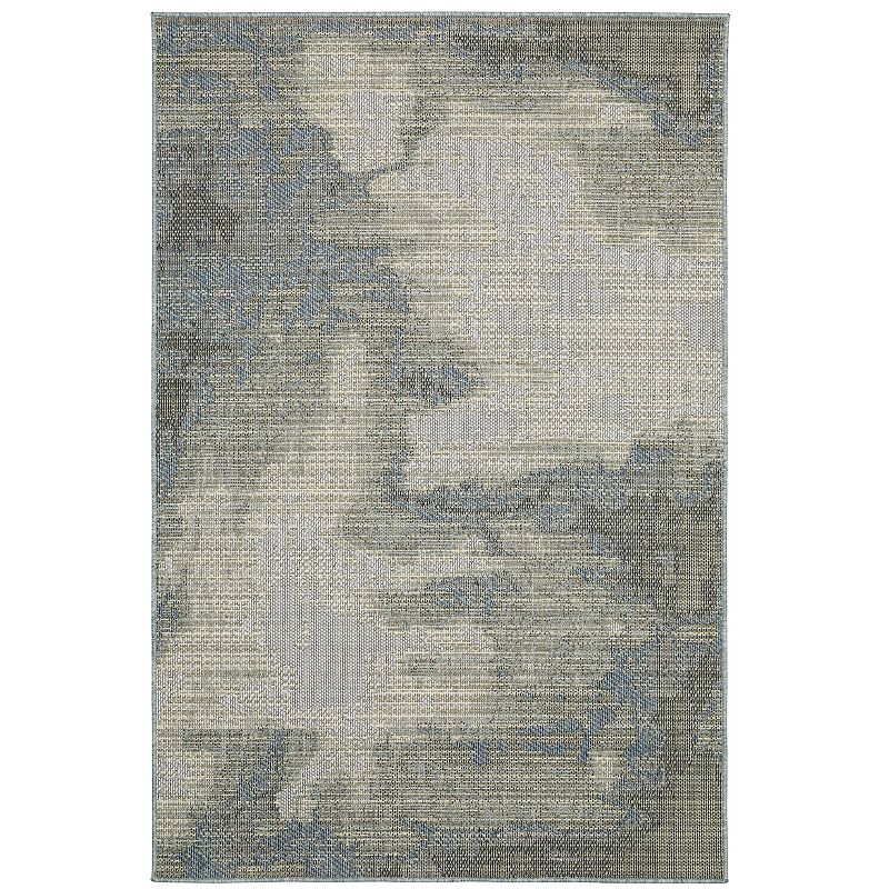 StyleHaven Calla Marbled Abstract Gray Blue Indoor Outdoor Area Rug