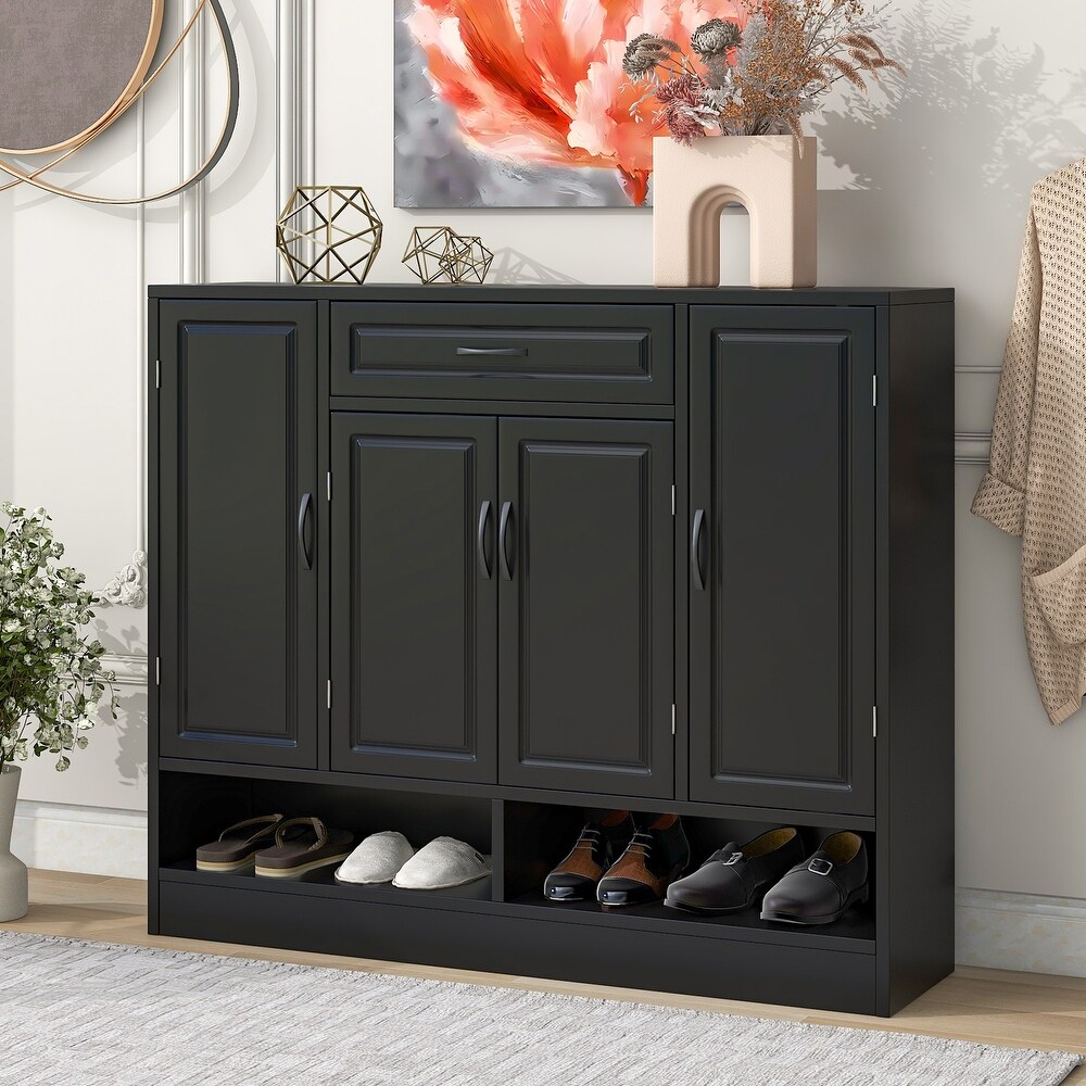 Sleek and Modern Shoe Cabinet with Adjustable Shelves  Minimalist Shoe Storage Organizer