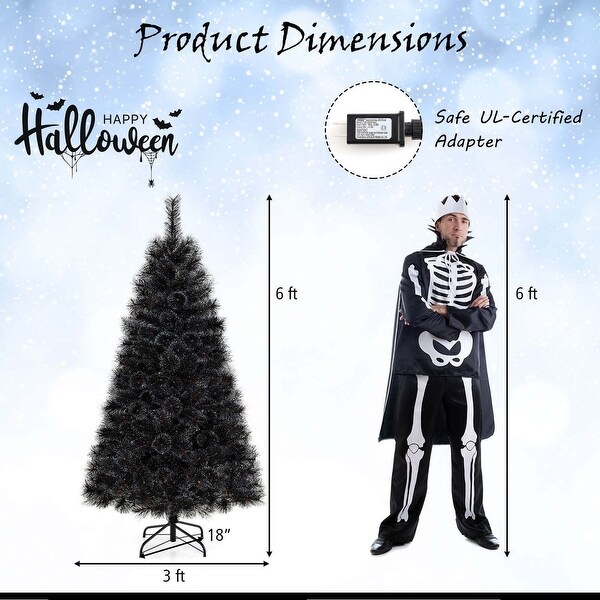 6/7/8 FT PreLit Black Halloween Christmas Tree Artificial Full Tree