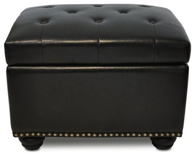 Pemberly Row Black Storage Ottoman   Transitional   Footstools And Ottomans   by Homesquare  Houzz