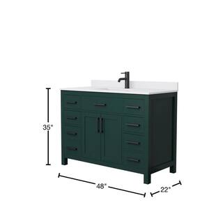 Wyndham Collection Beckett 48 in. W x 22 in. D x 35 in. H Single Sink Bathroom Vanity in Green with White Cultured Marble Top WCG242448SGKWCUNSMXX