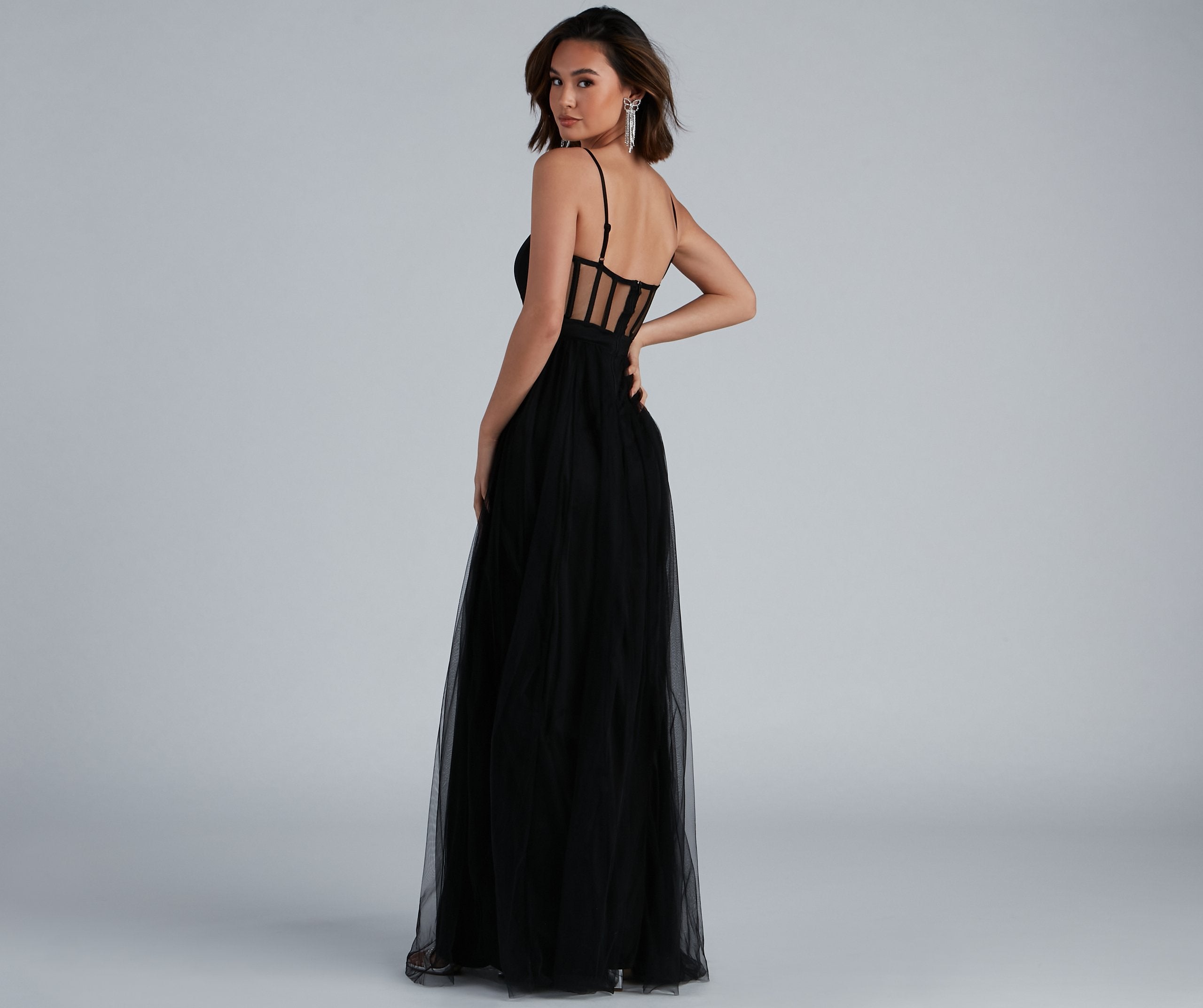 Kim Mesh Corset Tulle Formal Dress