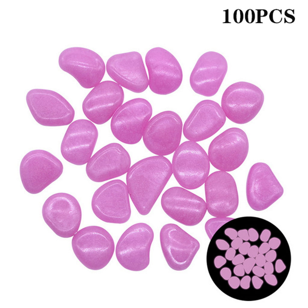 Decorative Stones Glow in The Dark Rock, Glowing Pebbles Powered by Light and Solar Fish Tank Rocks, Decorations for Walkways Gardens(Hot Pink 300 Pcs)