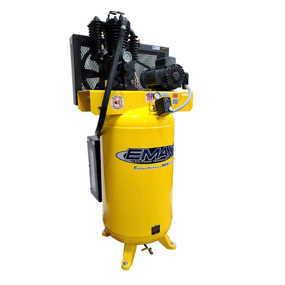 EMAX Industrial Series 80 Gal. 5 HP 1-Phase Silent Air Electric Air Compressor with Pressure Lubricated Pump HS05V080I1