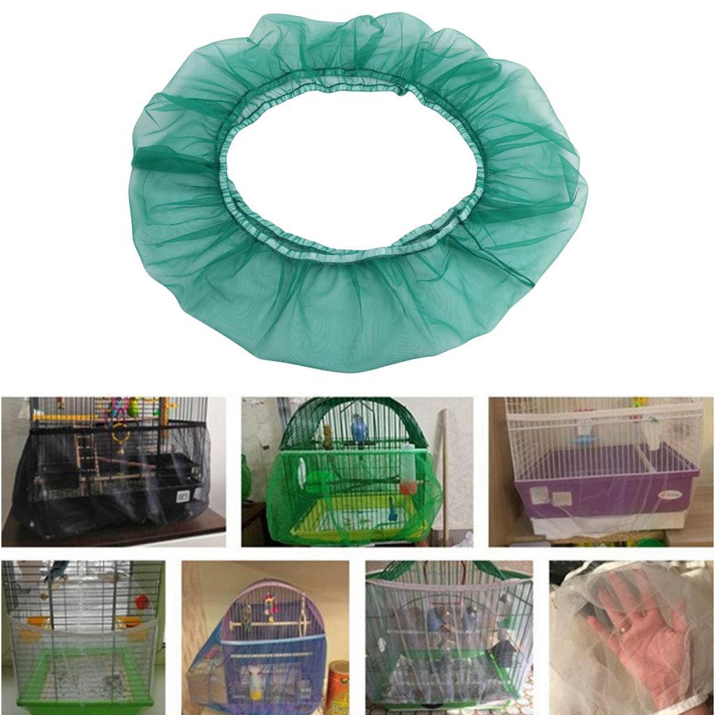 Nylon Mesh Bird Pet Cage Catcher Cover Skirts Birds Cage Decor - ， Medium or Large Green-M