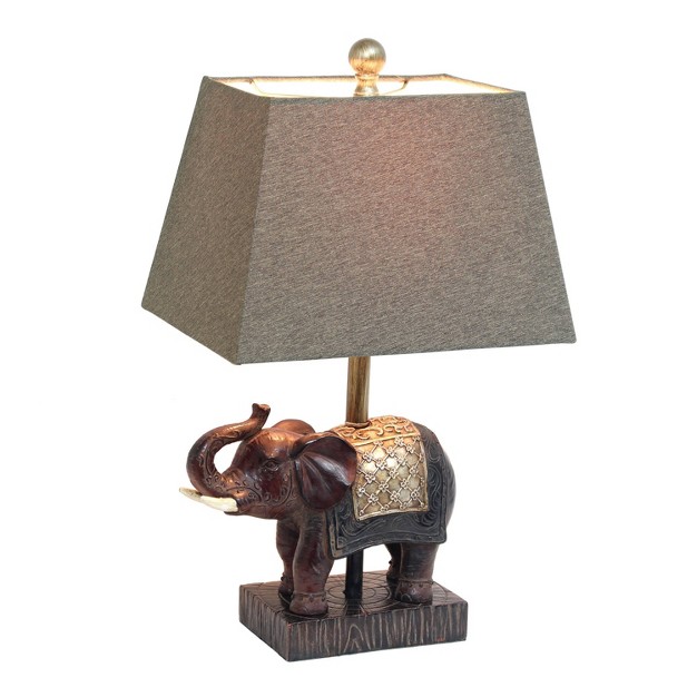 Elephant Table Lamp With Fabric Shade Brown Lalia Home