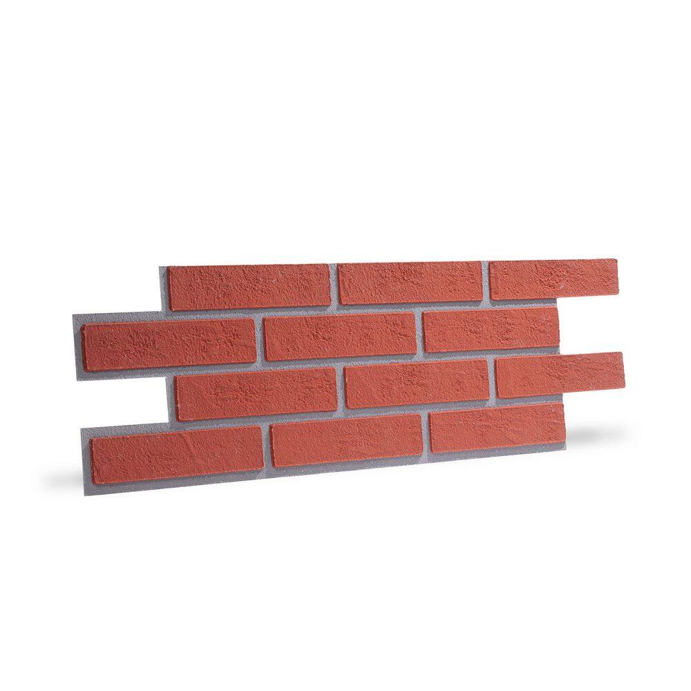 WALL!SUPPLY 0.2 in. x 9.84 in. x 26.18 in. UltraFlex Brick Peel and Stick Red Wall Paneling 20120303