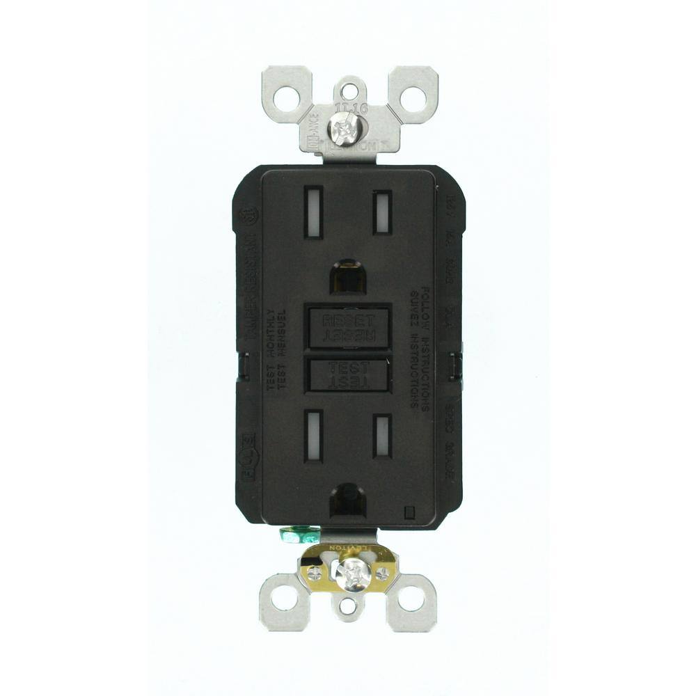 Leviton 15 Amp 125-Volt Duplex SmarTest Self-Test SmartlockPro Tamper Resistant GFCI Outlet Black R95-GFTR1-0KE