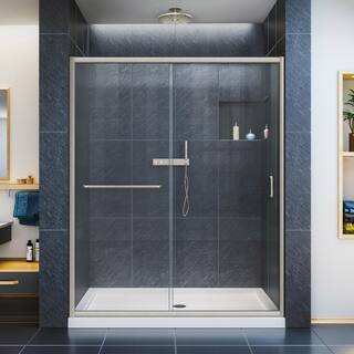 DreamLine Infinity-Z 50-54 in. W x 72 in. H Semi-Frameless Sliding Shower Door in Brushed Nickel SHDR-0954720-04