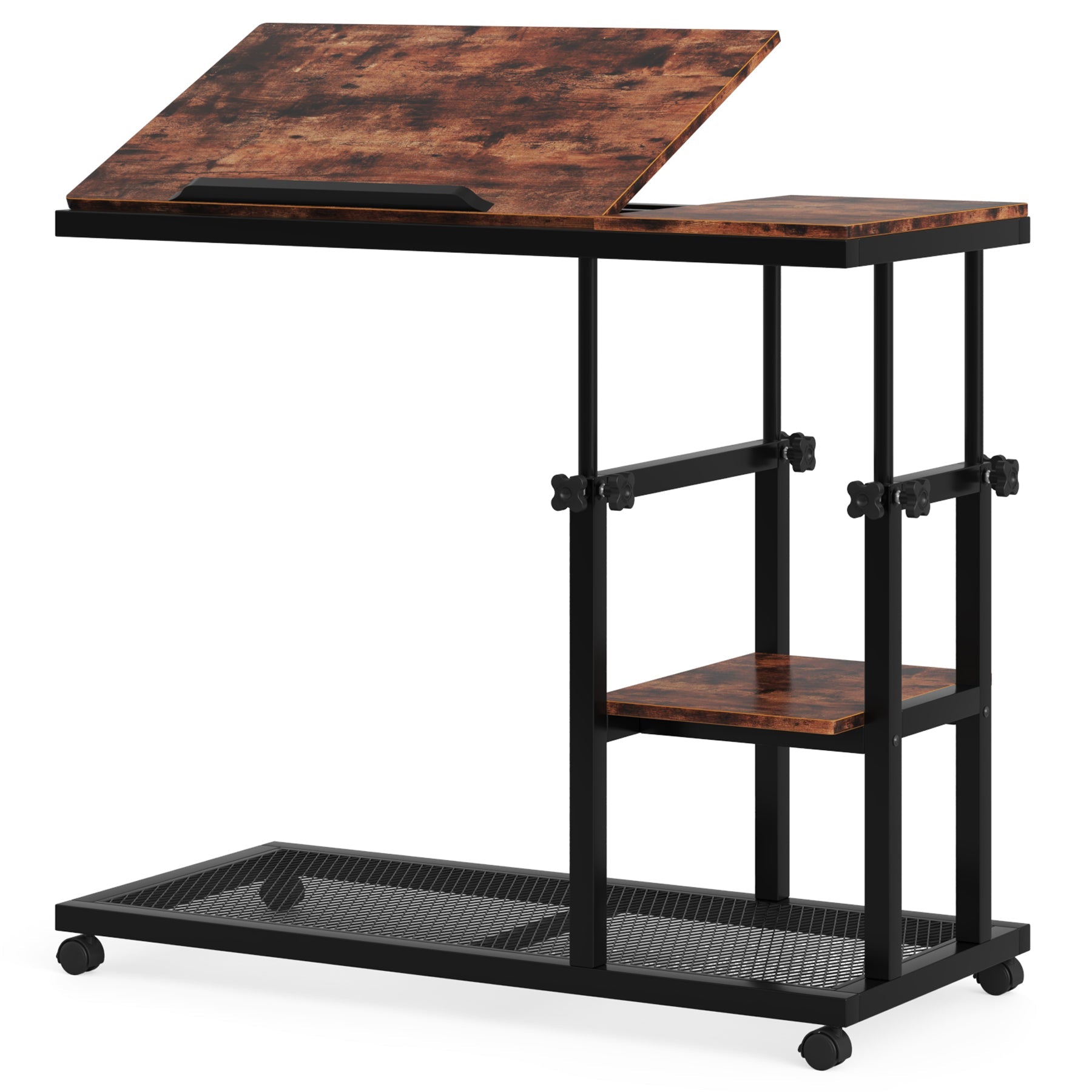 Height Adjustable C Table, Mobile Side Table with Tiltable Drawing Board