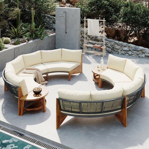 Curved Shape Sofa Set PE Wicker Furniture Conversation Sets