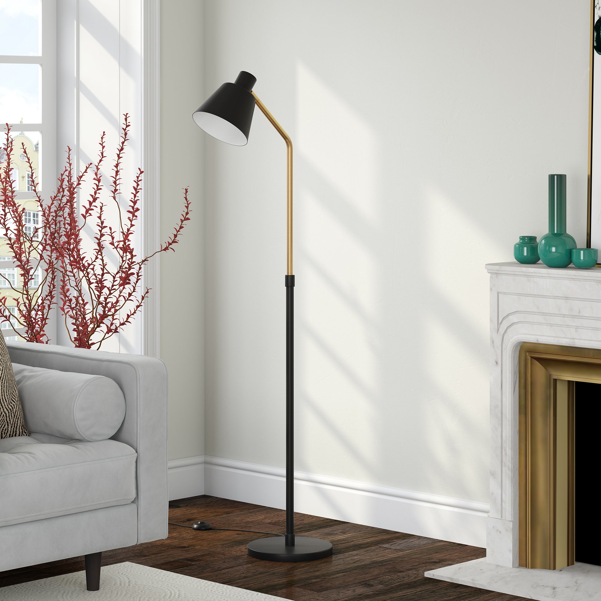 Evelyn&Zoe Mid-Century Modern Metal Two-Tone Floor Lamp