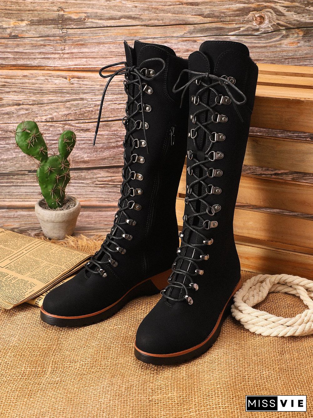 Retro Suede Zipper Martin Combat Boots