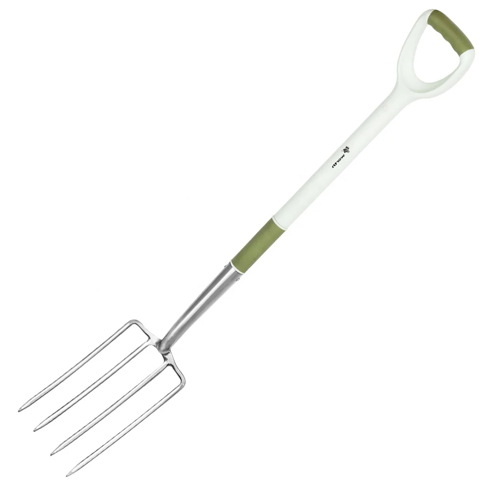 Worth Factory D Shape Long Handle Heavy Duty Digging Fork Hand Stainless Steel Garden Digger Tools