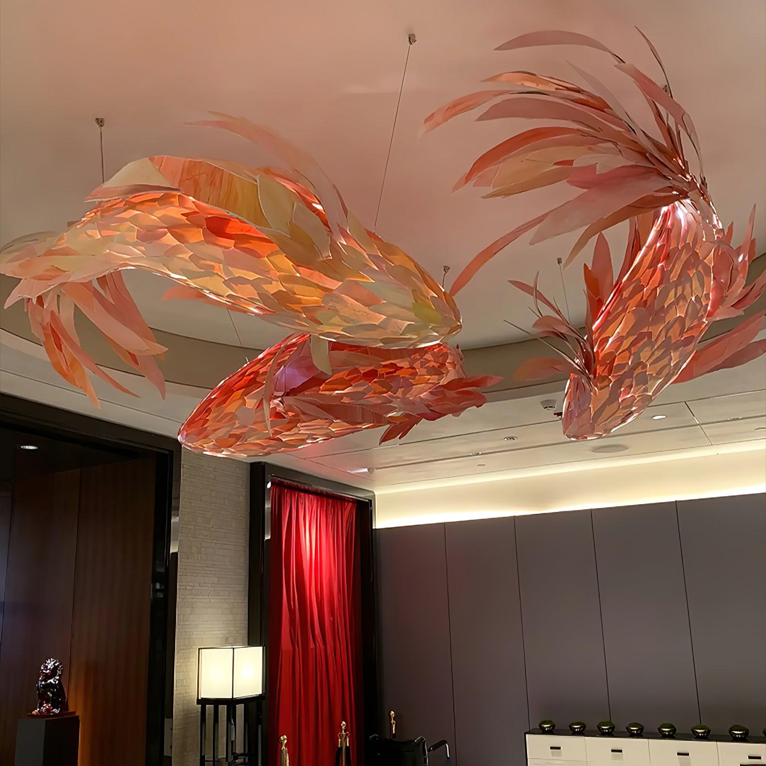 Crimson Swirl Koi Chandelier