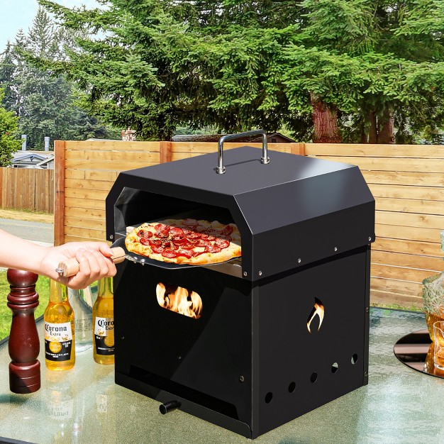 Costway 4 in 1 Multipurpose Outdoor Pizza Oven Wood Fired 2 layer Detachable Oven