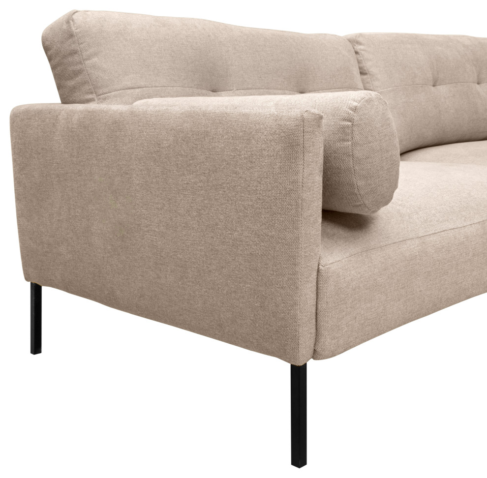 Michalina 84 quotBeige Fabric Sofa with Black Metal Legs   Modern   Sofas   by Armen Living  Houzz