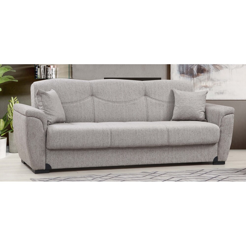 Brooksville Light Grey Fabric Upholstered Convertible Sleeper Sofa with Storage