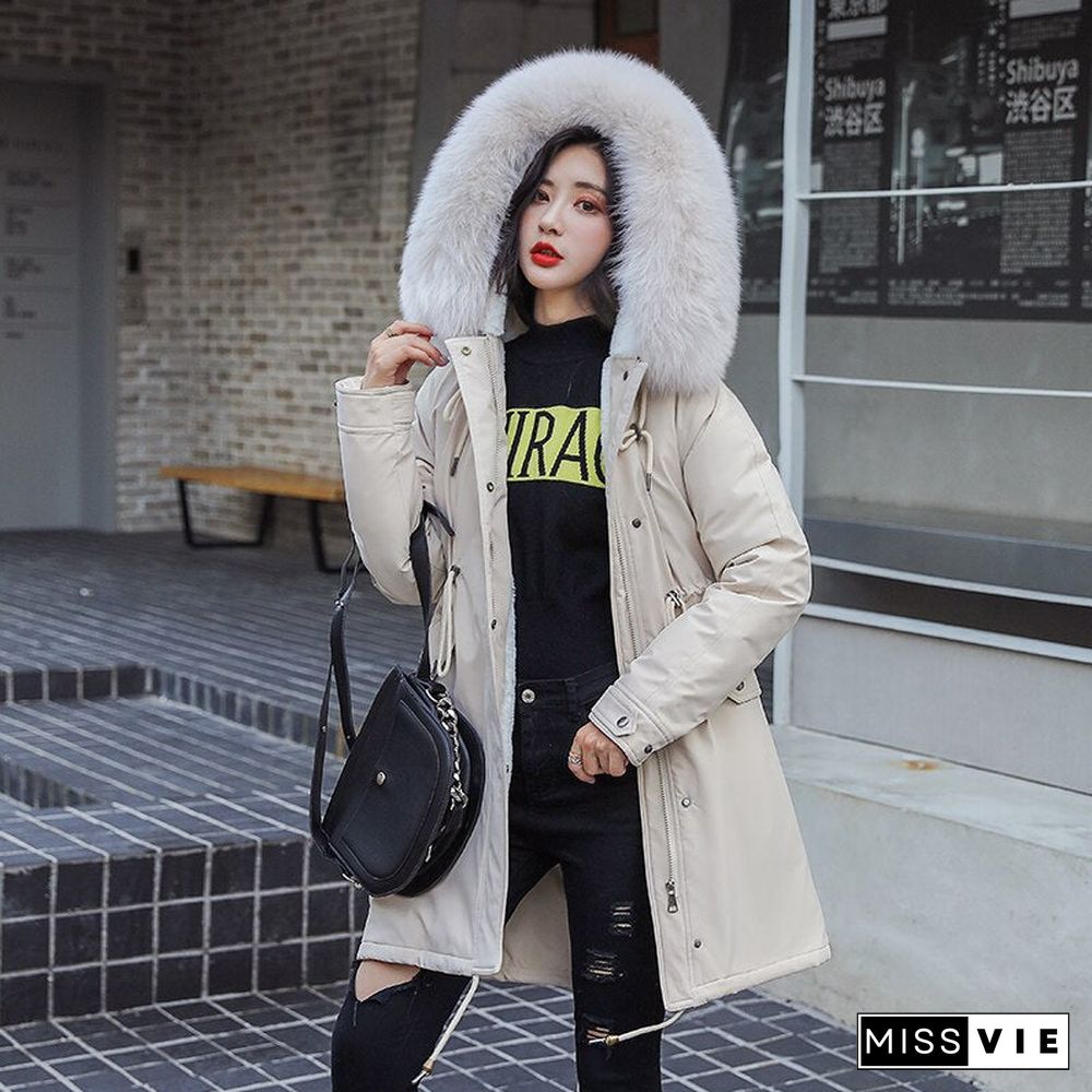 New Women Long Coat Autumn Winter Warm Velvet Thicken Faux Fur Coats Parka Female Solid Big Pocket Jacket Outwear