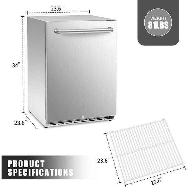 YUKOOL 160 Can Beverage Beer Refrigerator， 24 Inch Undercounter Beverage Refrigerator Cooler， Built-in or Freestanding