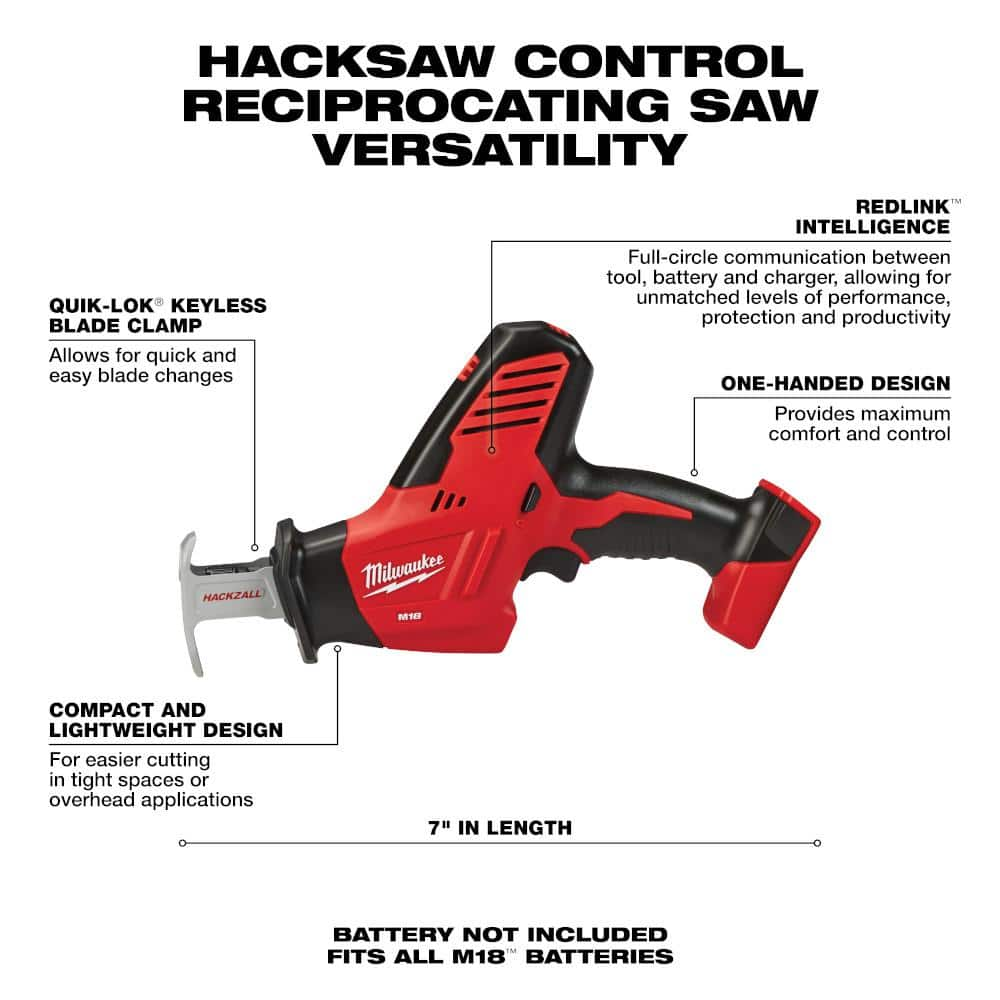 Milwaukee M18 18V Lithium-Ion Cordless HACKZALL Reciprocating Saw (Tool-Only) 2625-20