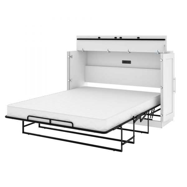 Bestar Pur by Bestar Queen Cabinet Bed with Mattress in White