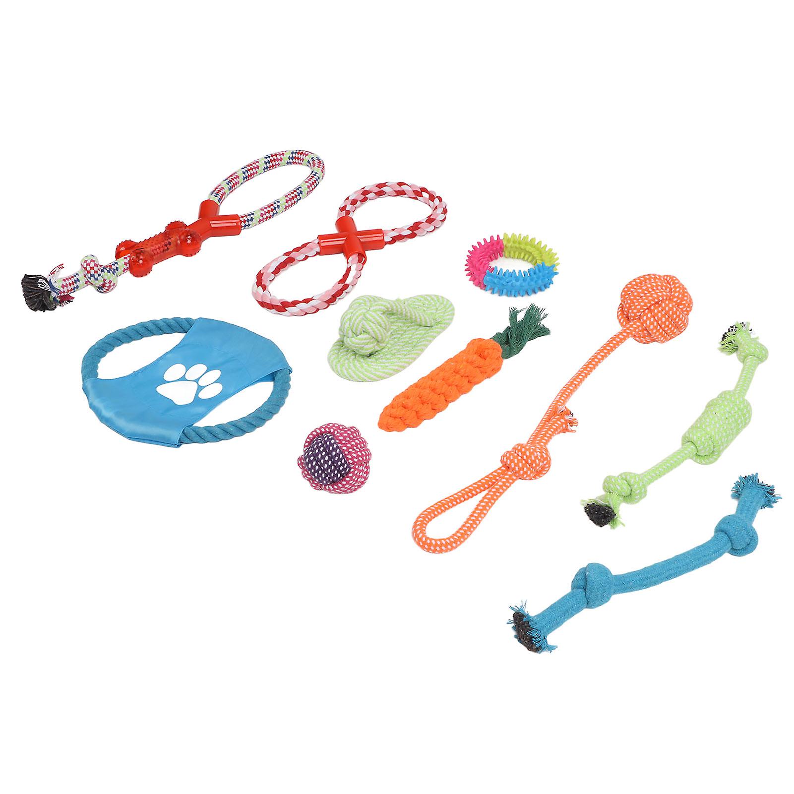 10pcs Pet Cotton Rope Toy Interactive Colorful Puppy Chewing Molar Toy For Medium Large Dog