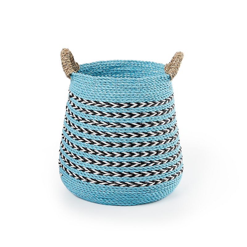 Saddle River Blue Seagrass and Raffia Basket 2-piece Set