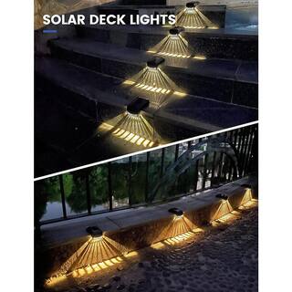 YANSUN Solar Powered Black Dusk to Dawn Waterproof Integrated LED Deck Light Wall Light 3000K Warm White (4-Pack) H-SO04702JH-4