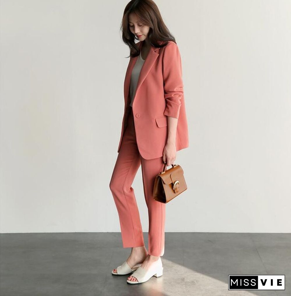 New Professional Business Work Suits With 2 Piece Jackets + Pants For Ladies Office Blazers Outfits Female Trousers Sets