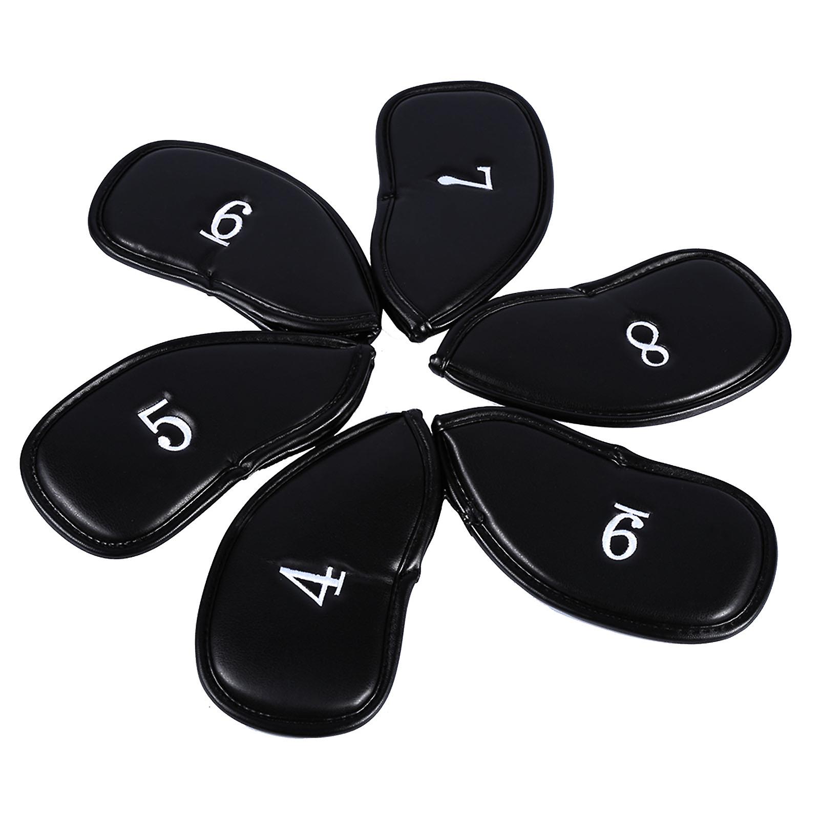 12pcs Pu Leather Black Golf Club Head Cover Iron Head Cover Protector Set