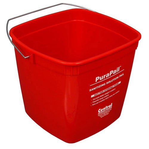 Central Exclusive 6-Quart Sanitizing Pail， Red