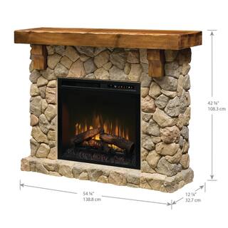 Dimplex Fieldstone 55 in. Freestanding Mantel with 28 in. Electric Fireplace with Logs in Natural GDS28L8-904ST