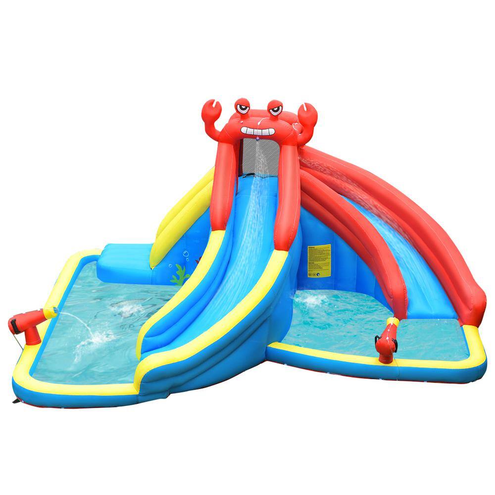 Gymax Inflatable Water Park Bounce House Crab with 2 Slides Climbing Wall Tunnel GYM05212