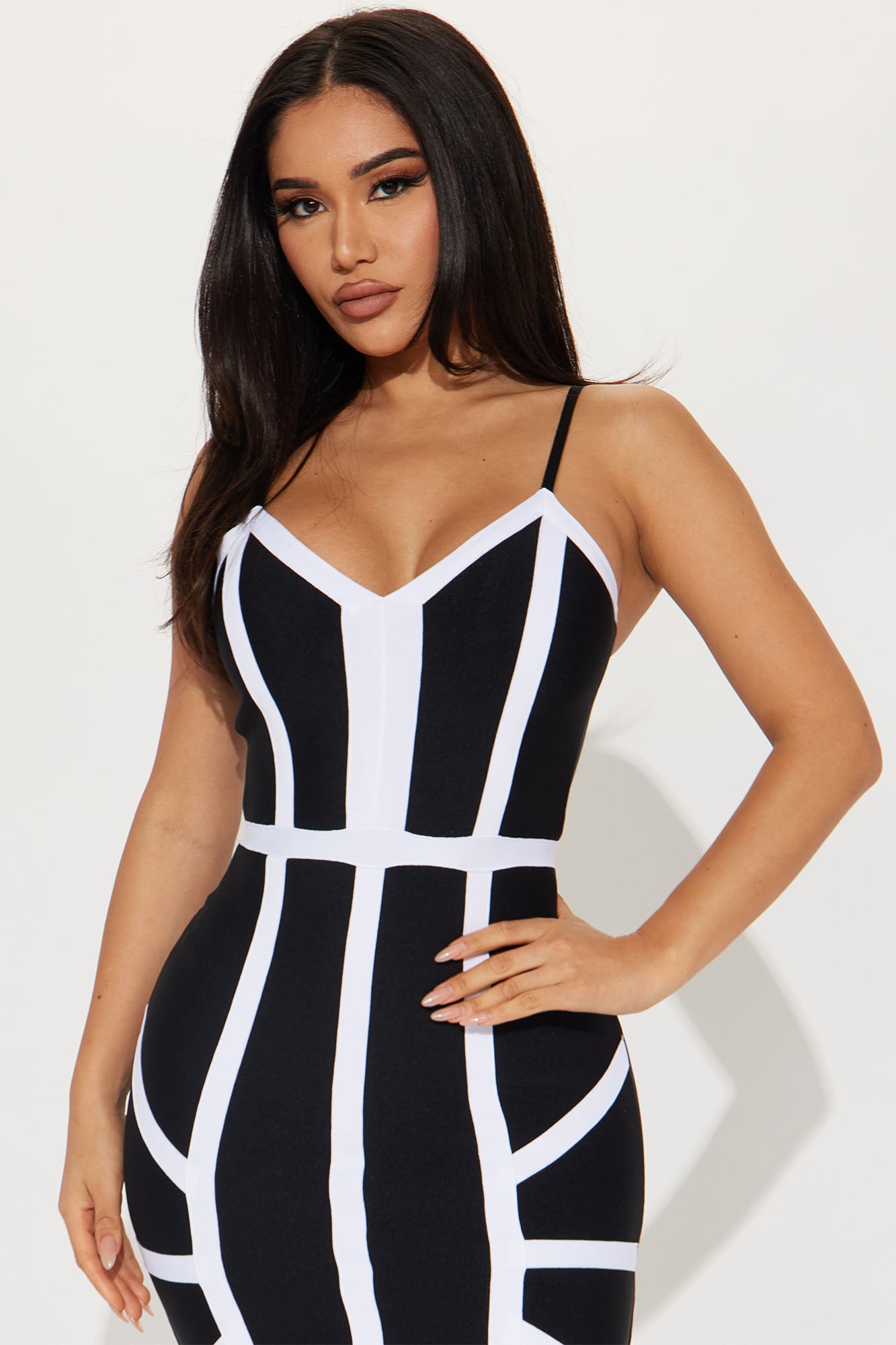 Brynn Bandage Midi Dress - Black/White