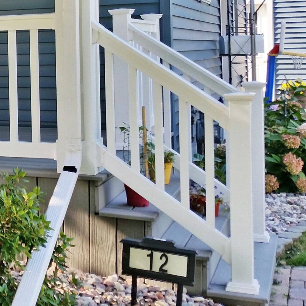 Weatherables VanderbuiltDelrayBellaireVilano White Stair Railing Bracket Kit (4-Piece) AWBR-STAIRKIT-TRAIL