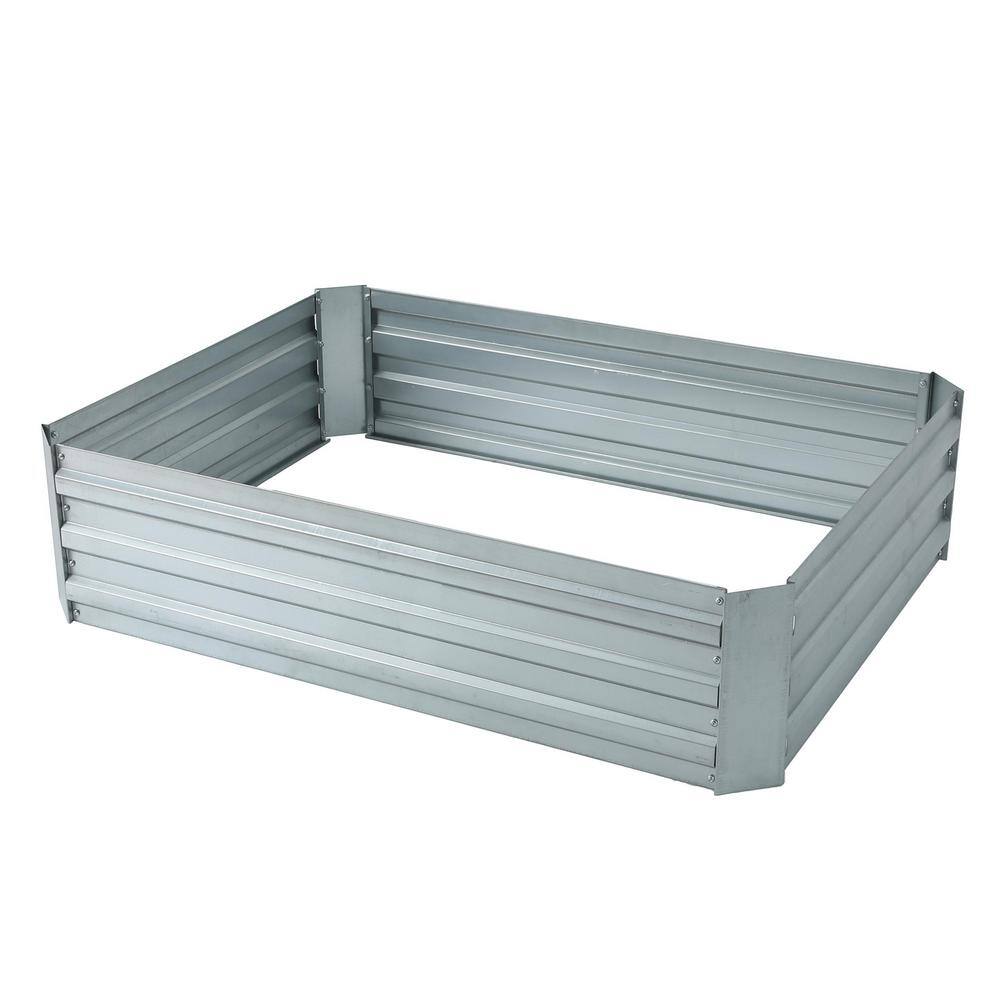 LuxenHome 48 in. Galvanized Metal Rectangular Raised Garden Bed WHPL1271