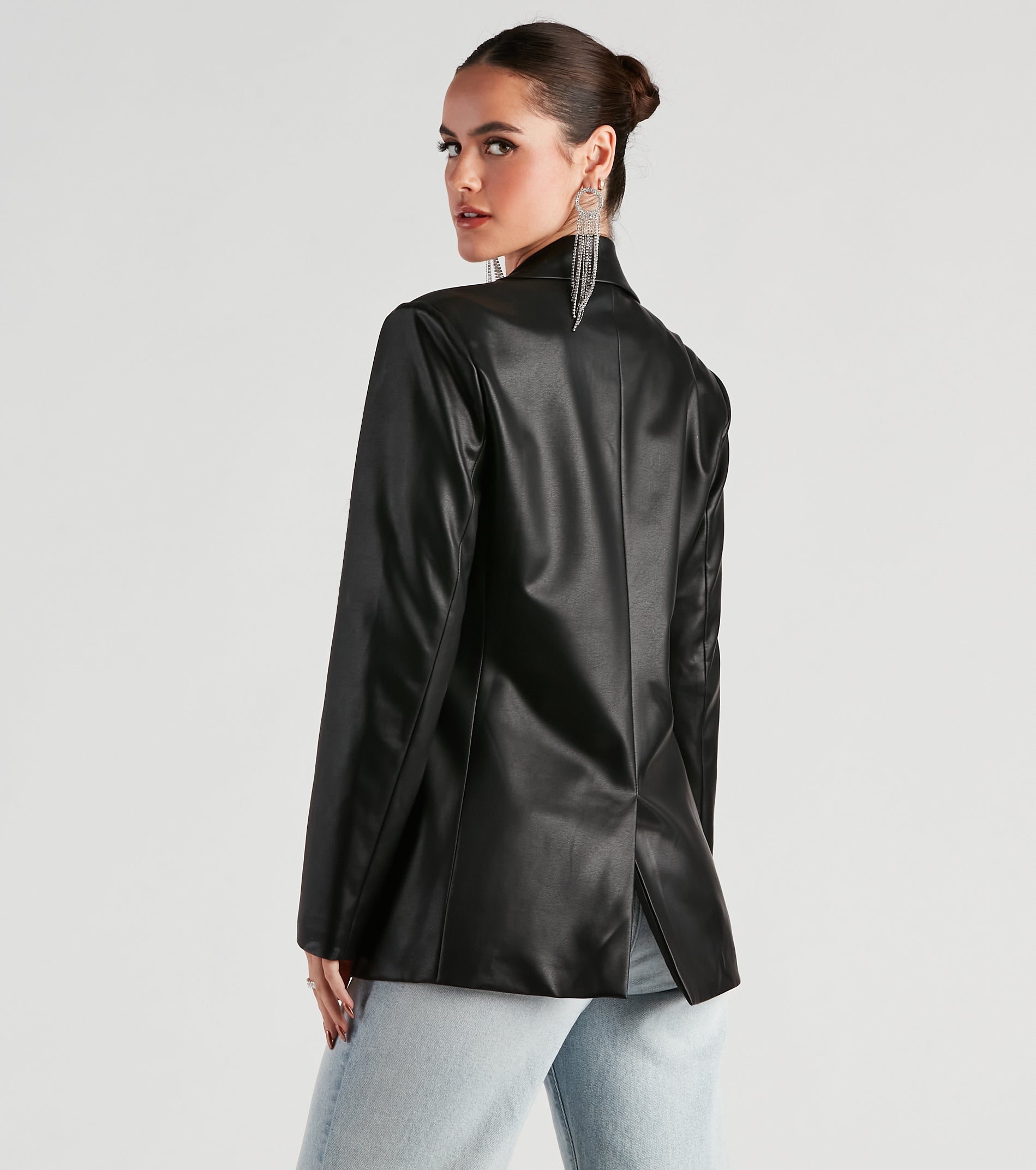 Keep It Trendy Oversized Faux Leather Blazer