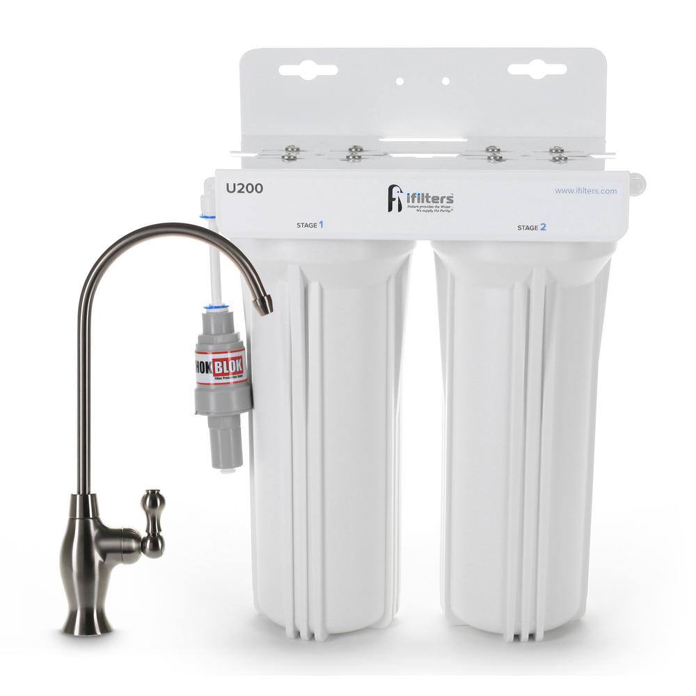 Premium Drinking Water Filtration System 2 Stage with Designer Faucet and Protection Valve U200