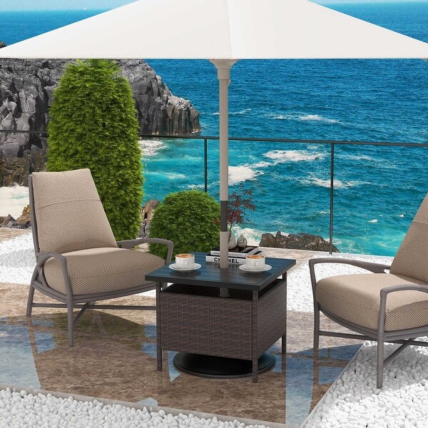 Gymax 22'' Patio Rattan Square Side End Table Garden Bistro Umbrella