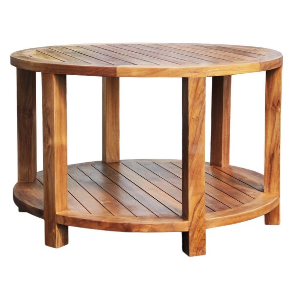 Chic Teak Bahama Round Outdoor Teak Wood Patio Coffee Table，31 inch