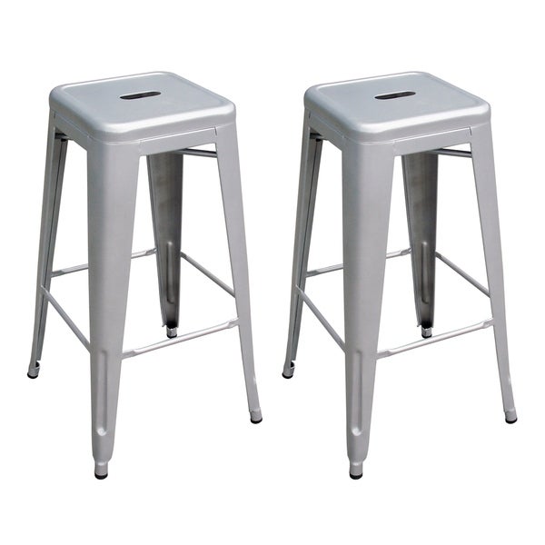 Carbon Loft Scodellaro Silver Metal Bar Stool (Set of 2)