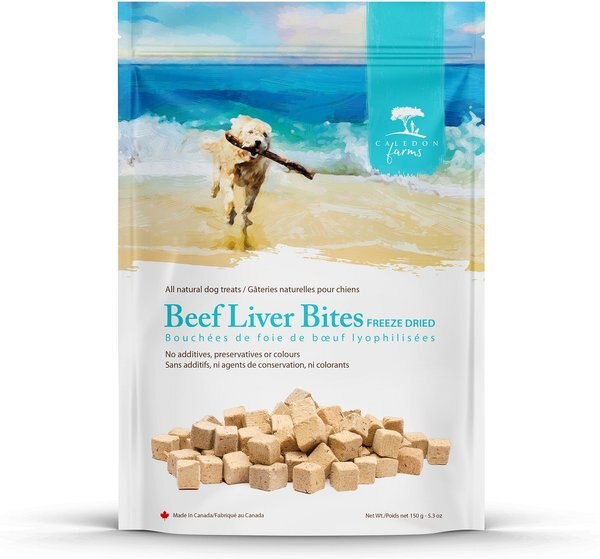 Caledon Farms Beef Liver Bites Freeze Dried Dog Treats， 150-gm bag